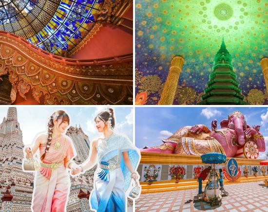 朝8時出発！女子旅やカップル旅の王道コース♪ エラワンミュージアム＋ワットアルン+ピンクガネーシャ+ワットパクナム＜1日 ／日本語ガイド ／民族衣装レンタル付き＞